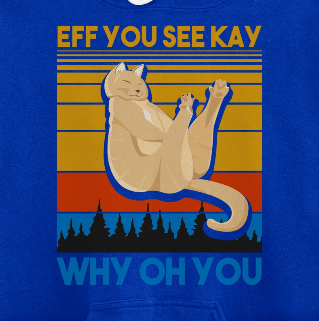 Eff You See Kay Why Oh You Vintage Sunset Cat Lover Retro Pullover Hoodie