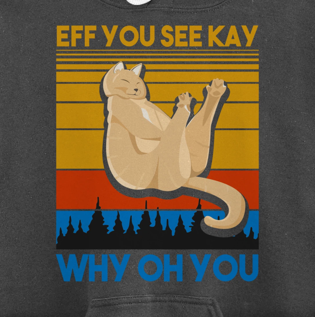 Eff You See Kay Why Oh You Vintage Sunset Cat Lover Retro Pullover Hoodie