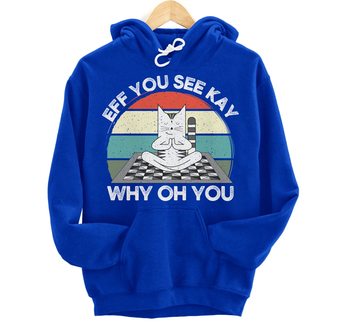 Eff You See Kay Why Oh You Vintage Sunset Cat Lover Yoga Pullover Hoodie