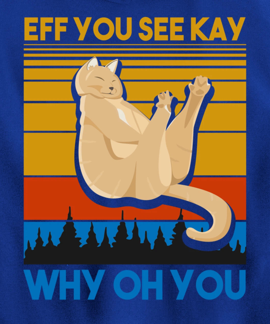 Eff You See Kay Why Oh You Vintage Sunset Cat Lover Retro Pullover Hoodie