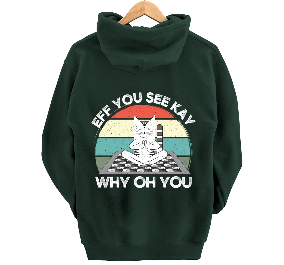 Eff You See Kay Why Oh You Vintage Sunset Cat Lover Yoga Pullover Hoodie
