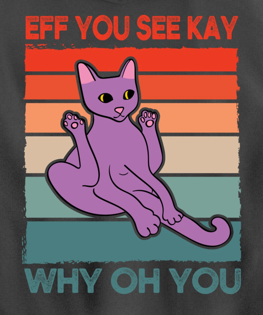 Funny Eff You See Kay Cat Yoga Vintage Sunset Cats Lover Pullover Hoodie