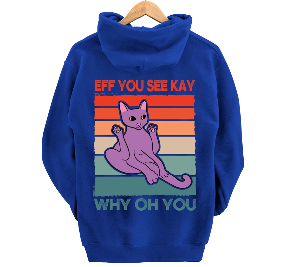 Funny Eff You See Kay Cat Yoga Vintage Sunset Cats Lover Pullover Hoodie