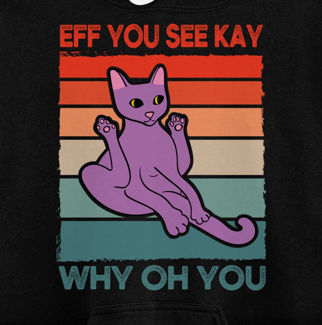 Funny Eff You See Kay Cat Yoga Vintage Sunset Cats Lover Pullover Hoodie