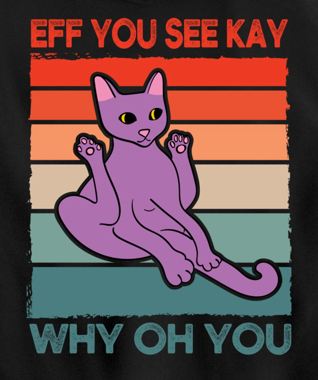 Funny Eff You See Kay Cat Yoga Vintage Sunset Cats Lover Pullover Hoodie