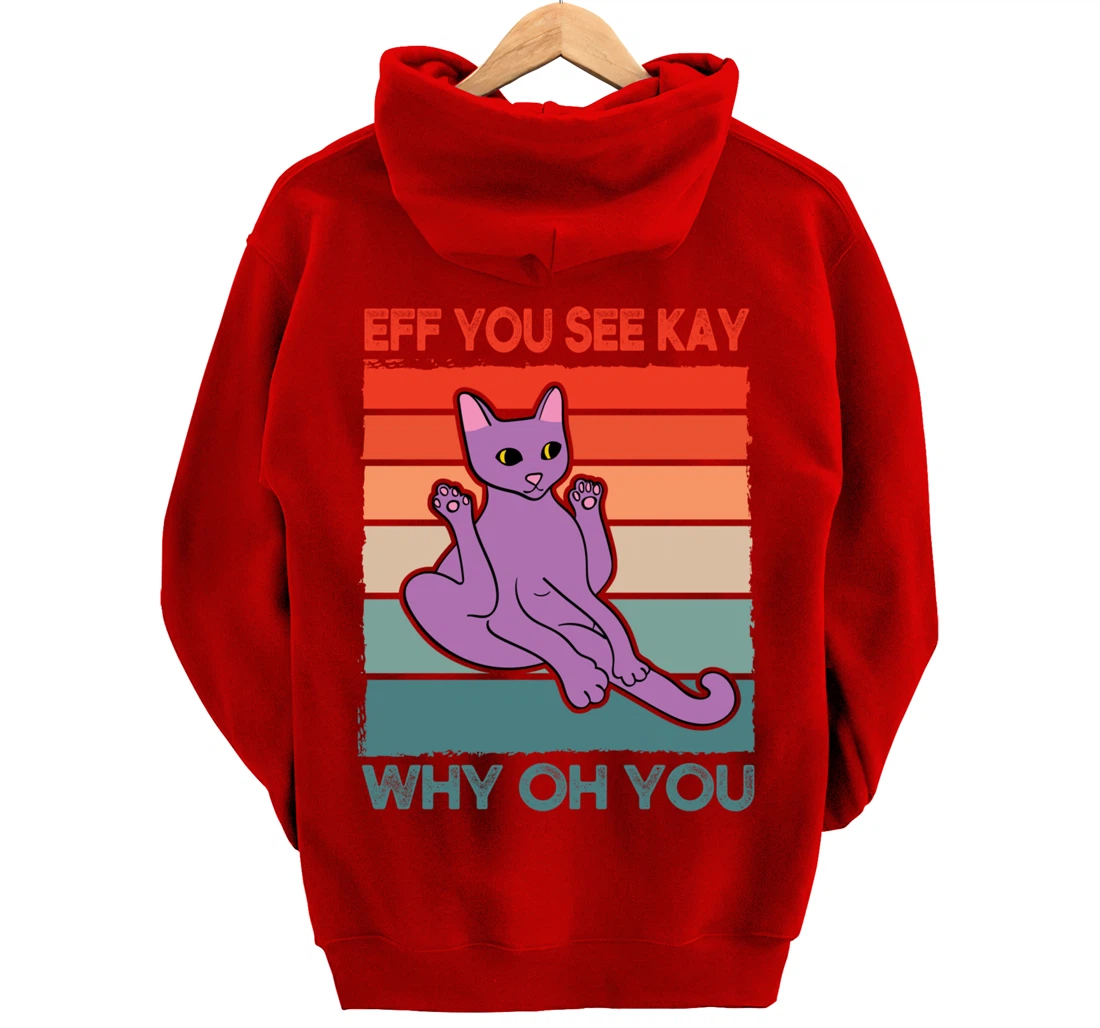 Funny Eff You See Kay Cat Yoga Vintage Sunset Cats Lover Pullover Hoodie