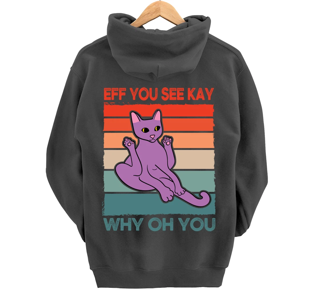 Funny Eff You See Kay Cat Yoga Vintage Sunset Cats Lover Pullover Hoodie