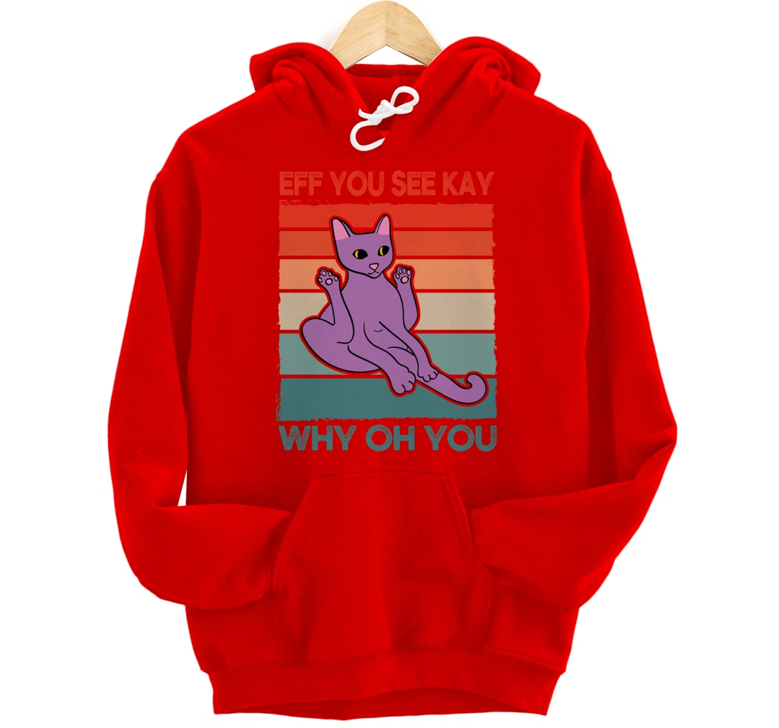 Funny Eff You See Kay Cat Yoga Vintage Sunset Cats Lover Pullover Hoodie