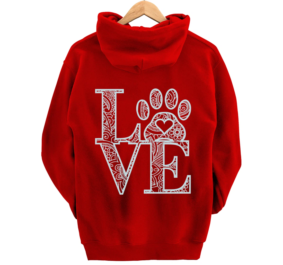 Cute Mandala Dog Cat Paw Print Pet Love Pajama for family Pullover Hoodie
