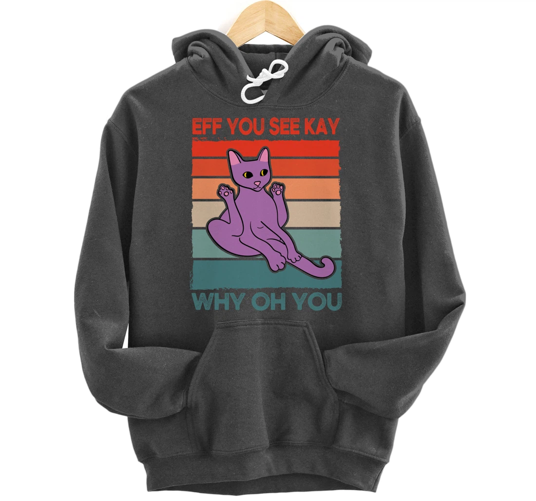 Funny Eff You See Kay Cat Yoga Vintage Sunset Cats Lover Pullover Hoodie
