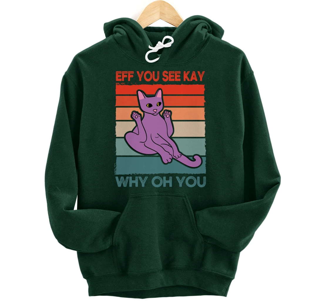 Funny Eff You See Kay Cat Yoga Vintage Sunset Cats Lover Pullover Hoodie