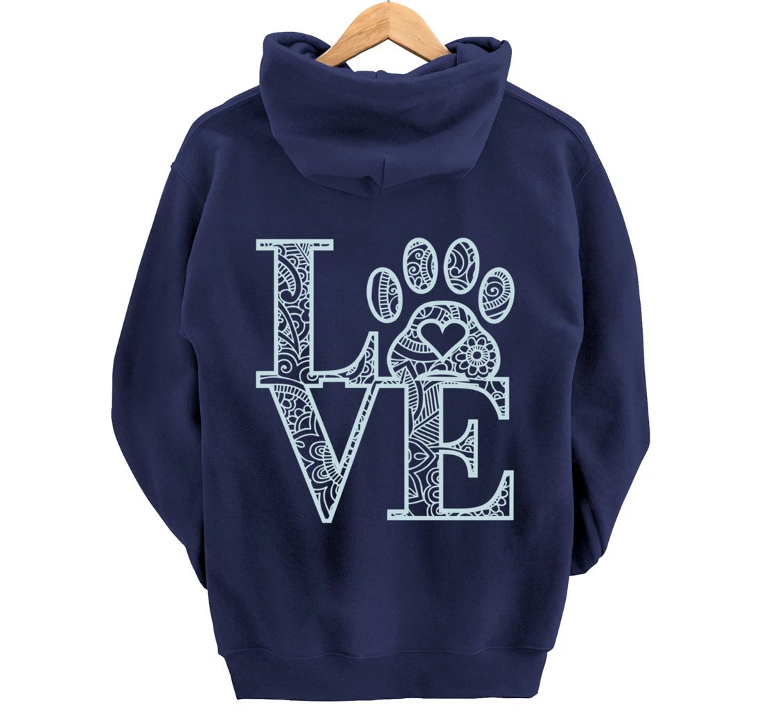 Cute Mandala Dog Cat Paw Print Pet Love Pajama for family Pullover Hoodie