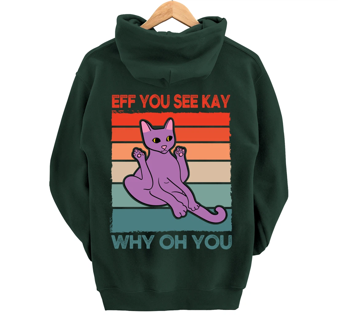 Funny Eff You See Kay Cat Yoga Vintage Sunset Cats Lover Pullover Hoodie