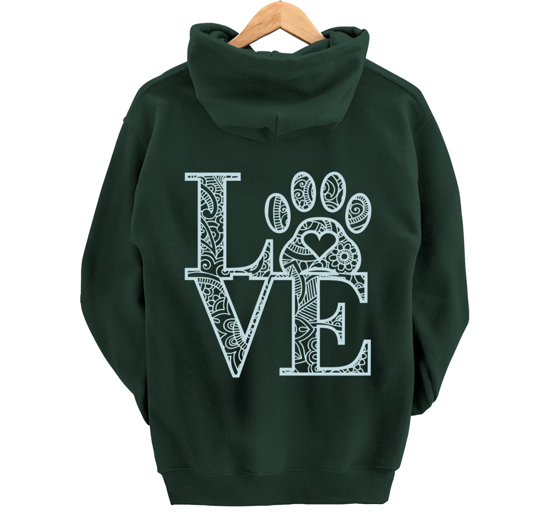 Cute Mandala Dog Cat Paw Print Pet Love Pajama for family Pullover Hoodie