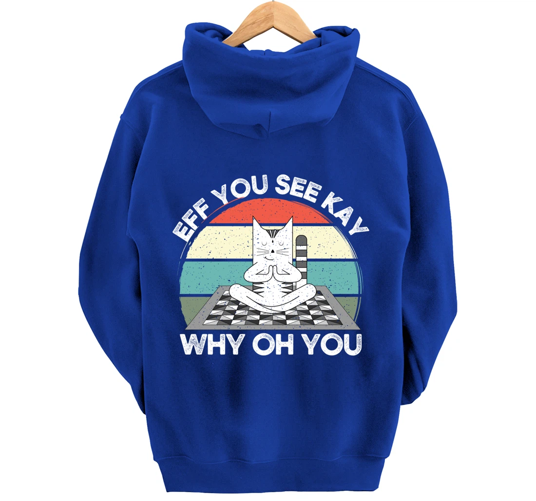 Eff You See Kay Why Oh You Vintage Sunset Cat Lover Yoga Pullover Hoodie