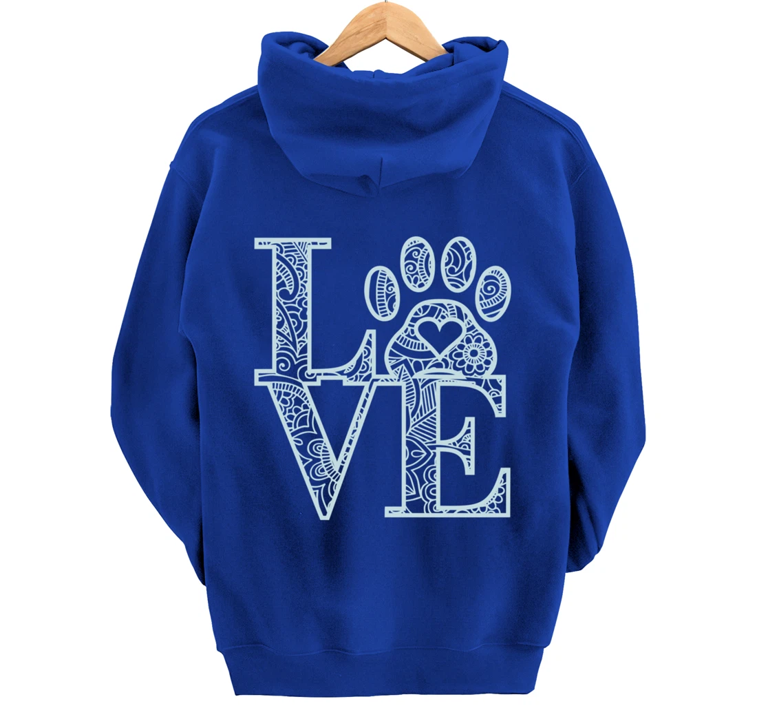 Cute Mandala Dog Cat Paw Print Pet Love Pajama for family Pullover Hoodie