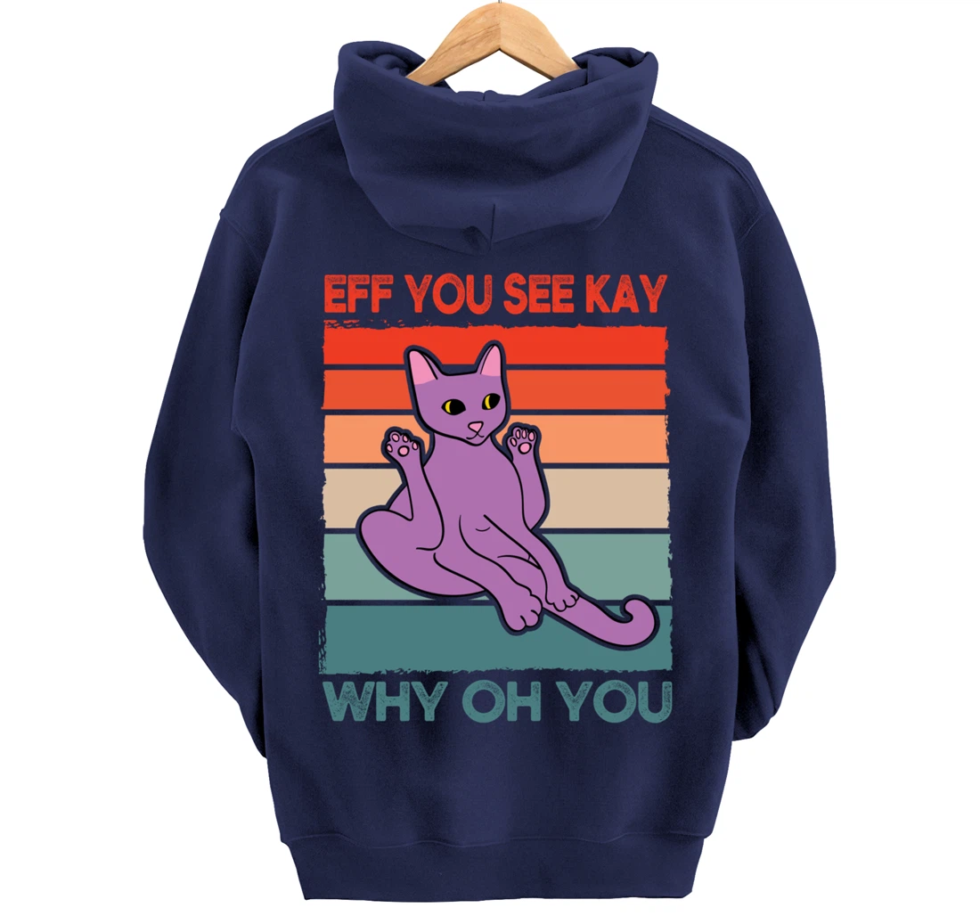 Funny Eff You See Kay Cat Yoga Vintage Sunset Cats Lover Pullover Hoodie