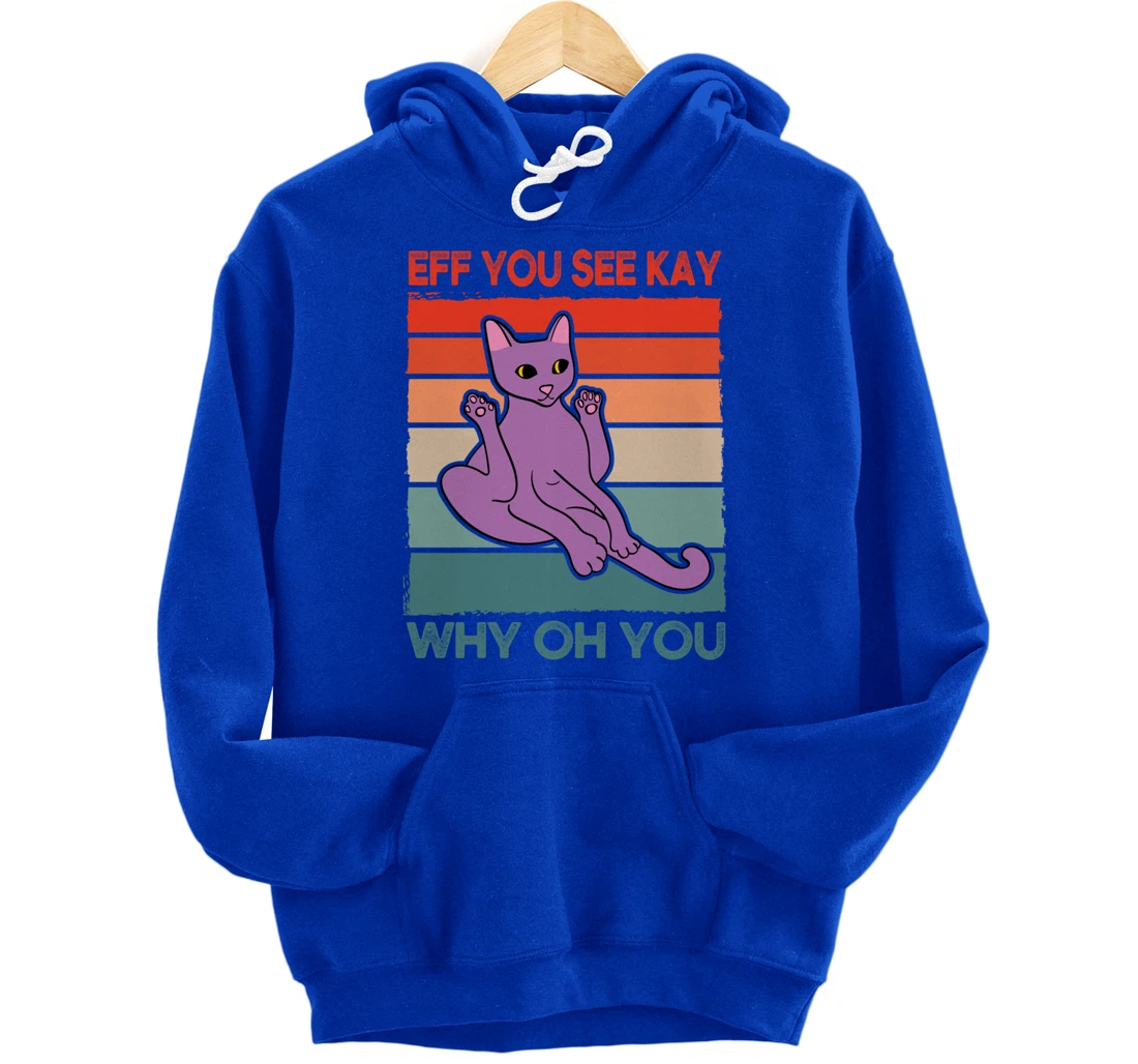 Funny Eff You See Kay Cat Yoga Vintage Sunset Cats Lover Pullover Hoodie