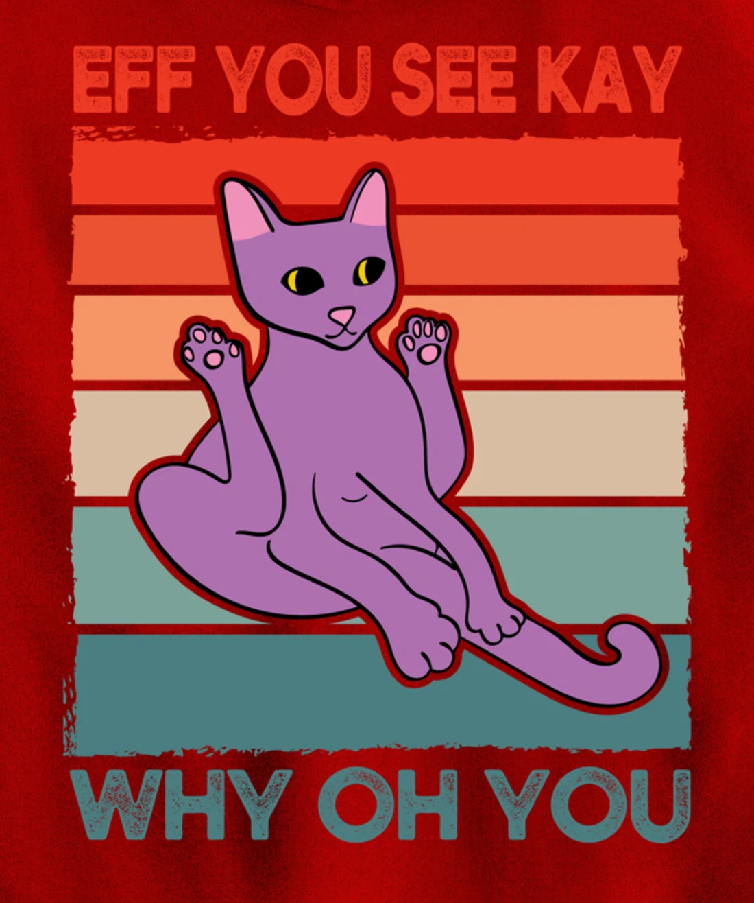 Funny Eff You See Kay Cat Yoga Vintage Sunset Cats Lover Pullover Hoodie