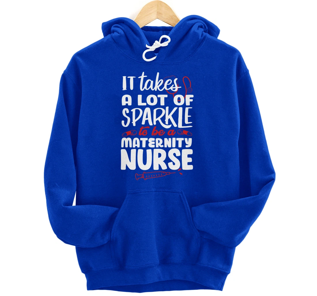 Funny Nursing Fan Sparkle Graphic Women Men Maternity Nurse Pullover Hoodie