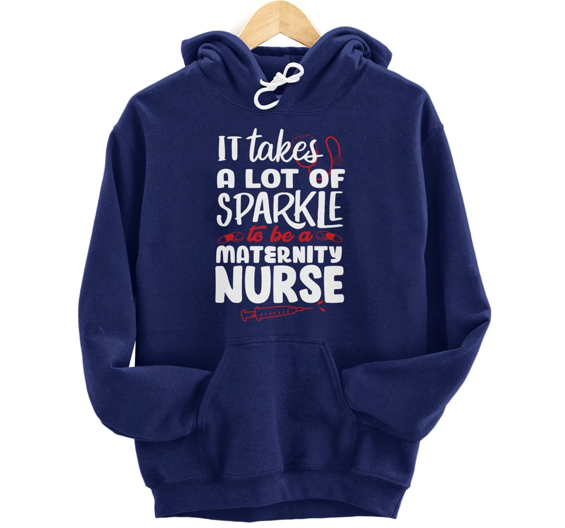 Funny Nursing Fan Sparkle Graphic Women Men Maternity Nurse Pullover Hoodie