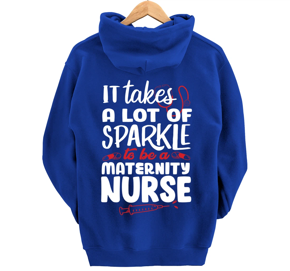 Funny Nursing Fan Sparkle Graphic Women Men Maternity Nurse Pullover Hoodie