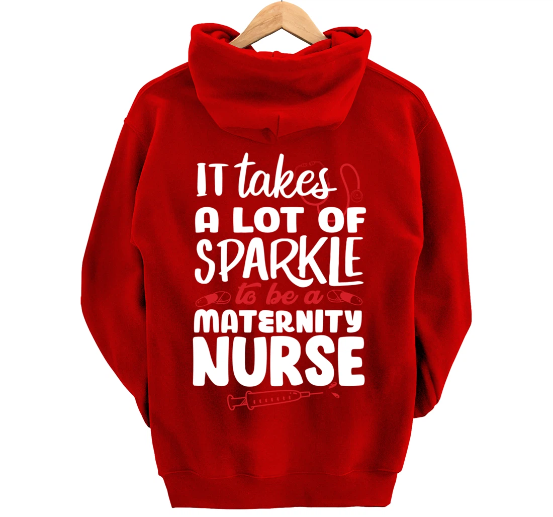Funny Nursing Fan Sparkle Graphic Women Men Maternity Nurse Pullover Hoodie