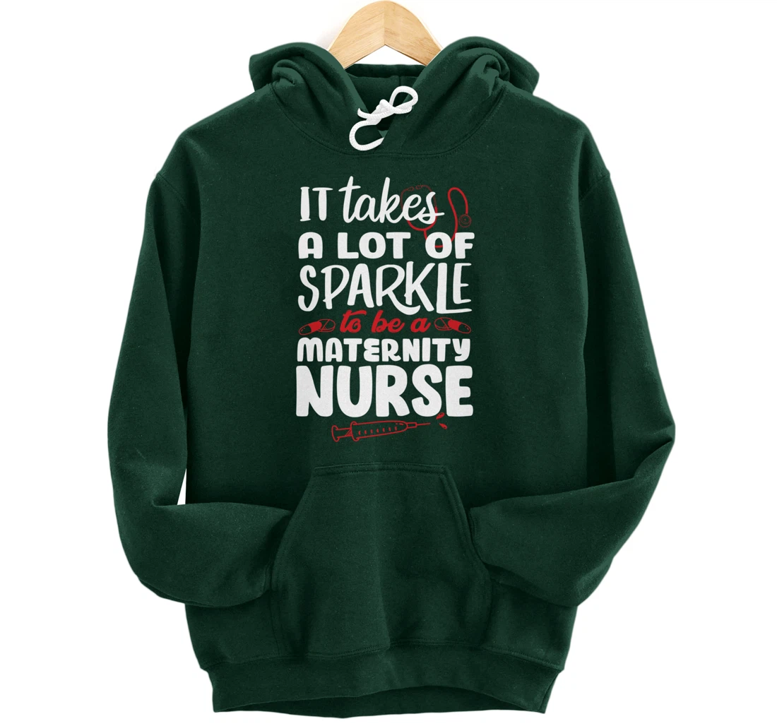 Funny Nursing Fan Sparkle Graphic Women Men Maternity Nurse Pullover Hoodie