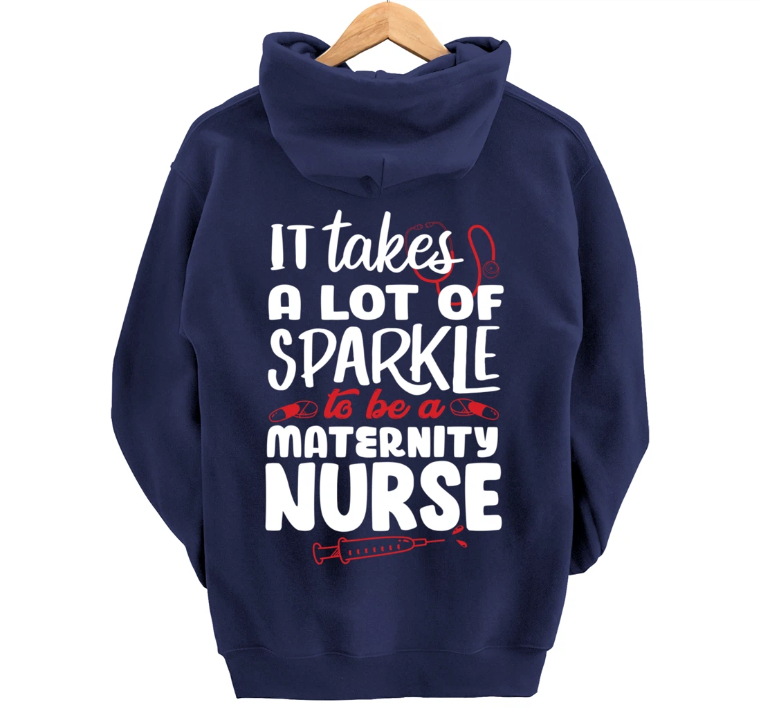 Funny Nursing Fan Sparkle Graphic Women Men Maternity Nurse Pullover Hoodie