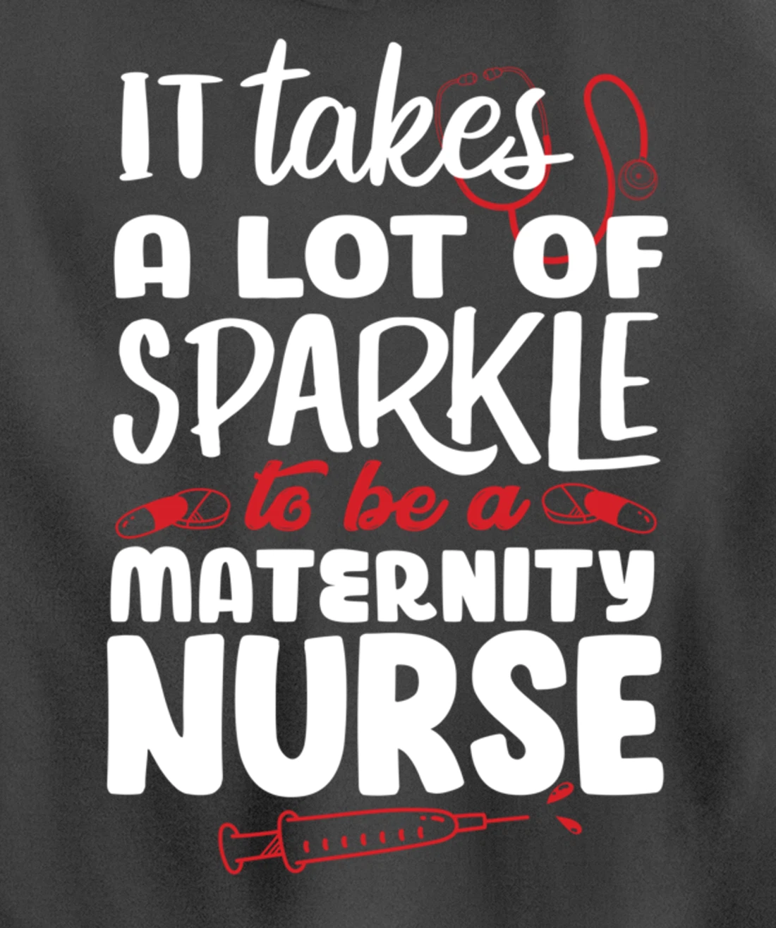 Funny Nursing Fan Sparkle Graphic Women Men Maternity Nurse Pullover Hoodie