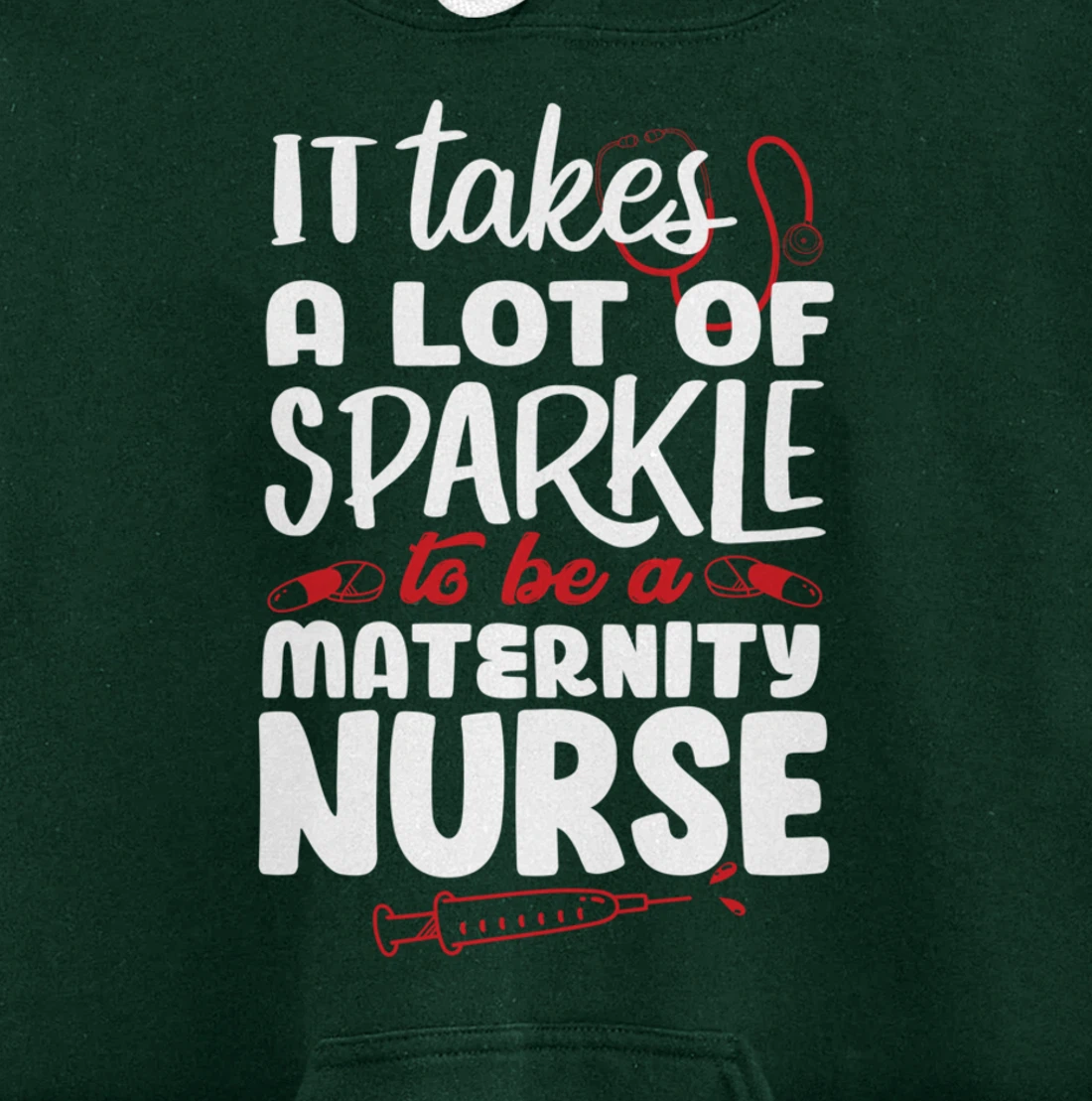 Funny Nursing Fan Sparkle Graphic Women Men Maternity Nurse Pullover Hoodie