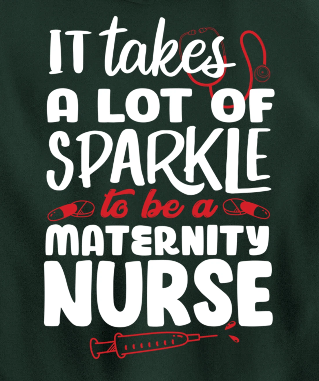 Funny Nursing Fan Sparkle Graphic Women Men Maternity Nurse Pullover Hoodie