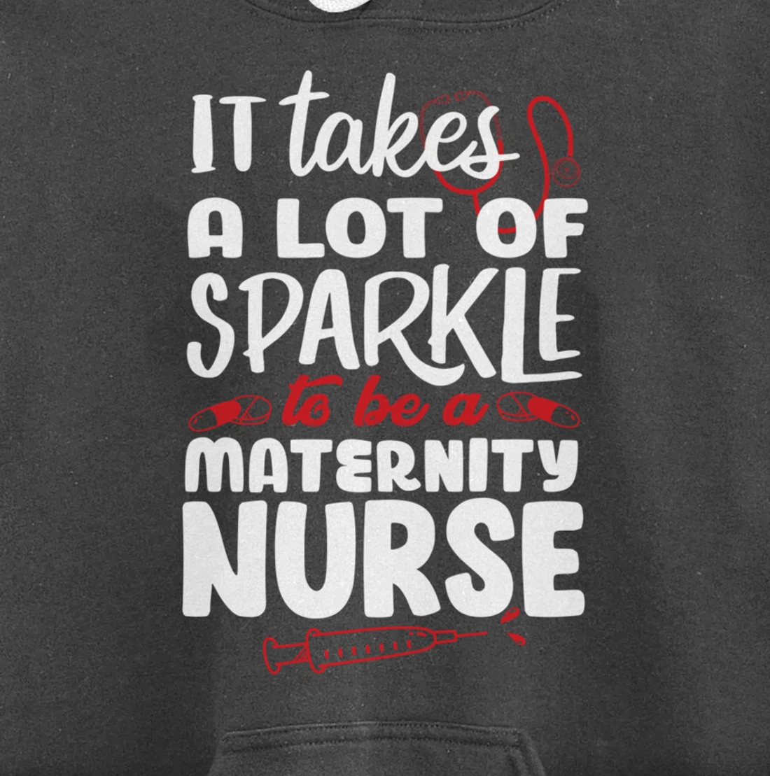 Funny Nursing Fan Sparkle Graphic Women Men Maternity Nurse Pullover Hoodie