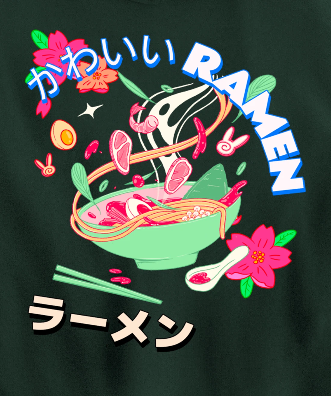 Cute Kawaii Japanese Shrimp Ramen Bowl Ebi Noodles Pullover Hoodie