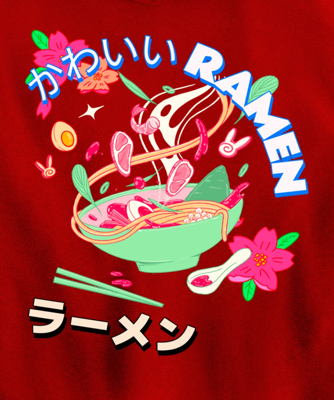 Cute Kawaii Japanese Shrimp Ramen Bowl Ebi Noodles Pullover Hoodie