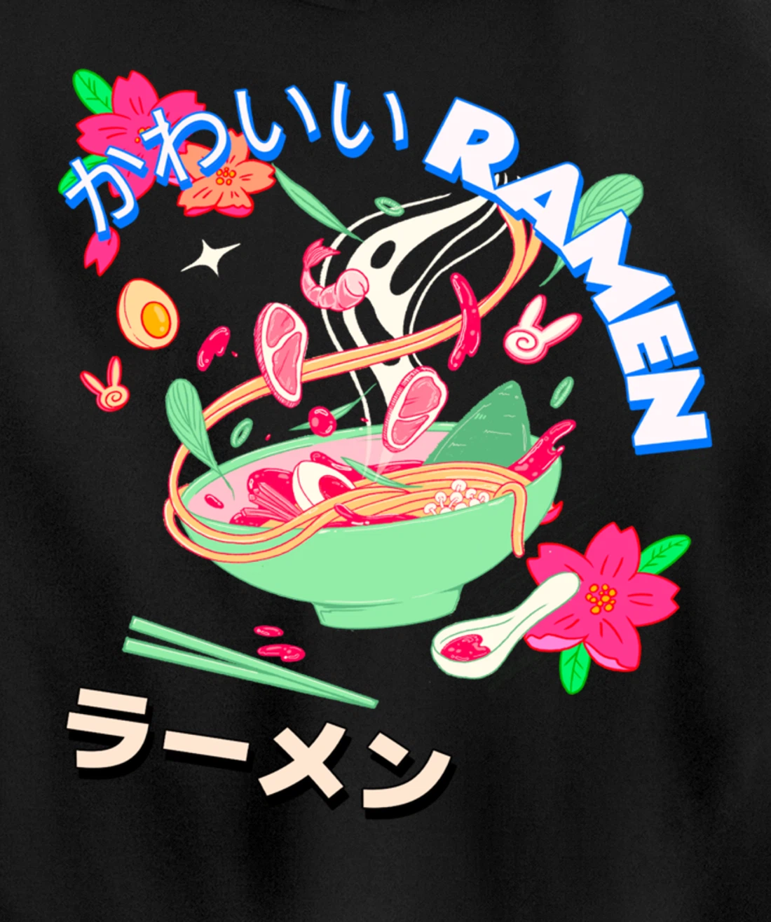 Cute Kawaii Japanese Shrimp Ramen Bowl Ebi Noodles Pullover Hoodie