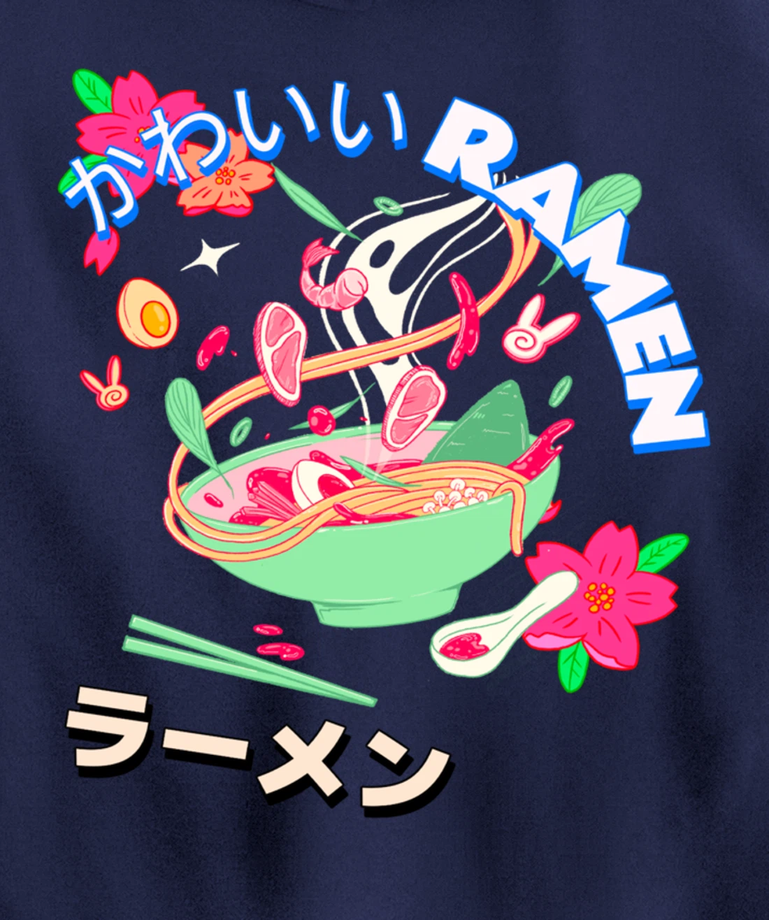 Cute Kawaii Japanese Shrimp Ramen Bowl Ebi Noodles Pullover Hoodie