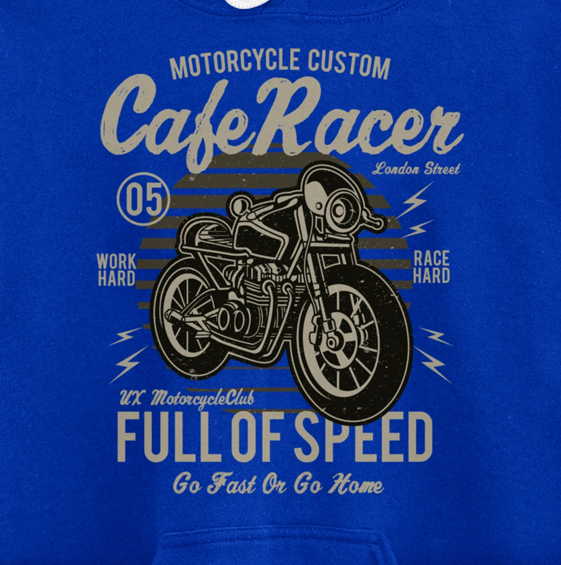Cafe Racer Motorcycle Custom speed vintage old school design Pullover Hoodie