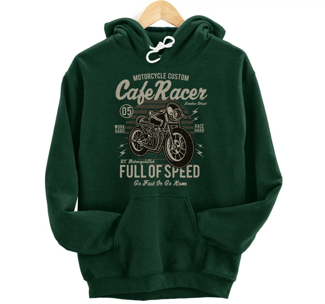 Cafe Racer Motorcycle Custom speed vintage old school design Pullover Hoodie