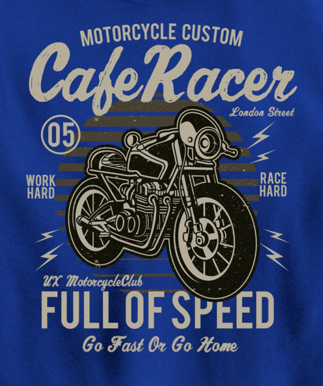 Cafe Racer Motorcycle Custom speed vintage old school design Pullover Hoodie