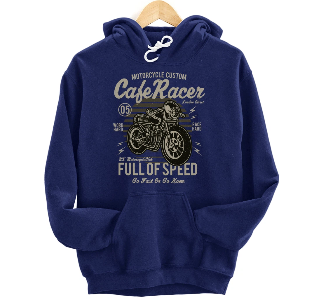 Cafe Racer Motorcycle Custom speed vintage old school design Pullover Hoodie