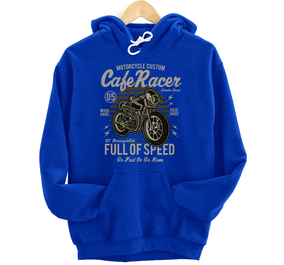 Cafe Racer Motorcycle Custom speed vintage old school design Pullover Hoodie
