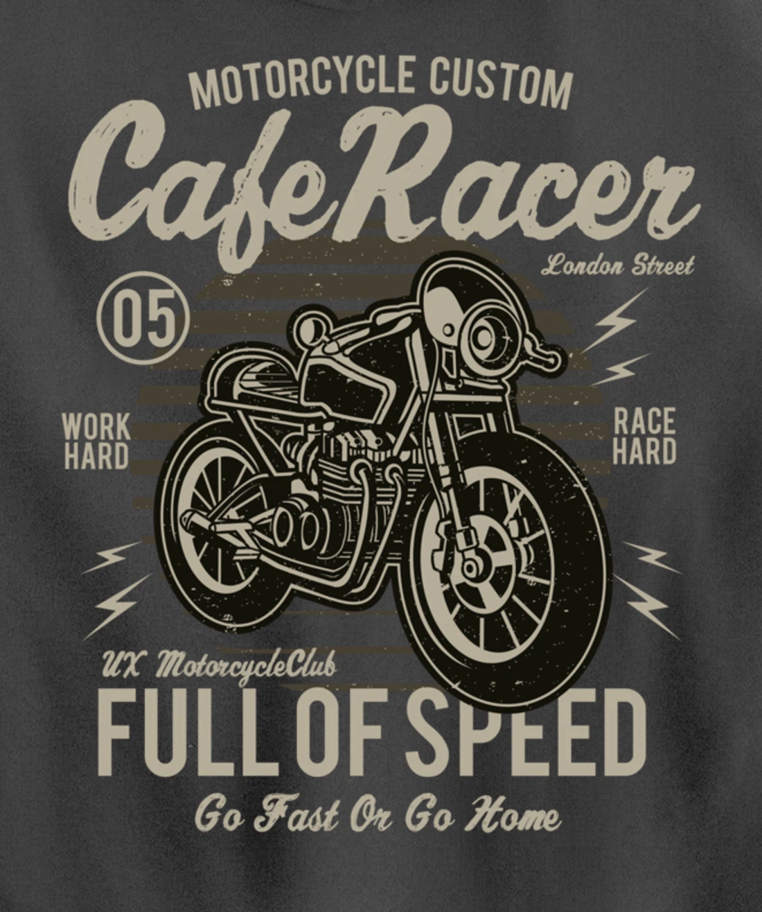 Cafe Racer Motorcycle Custom speed vintage old school design Pullover Hoodie