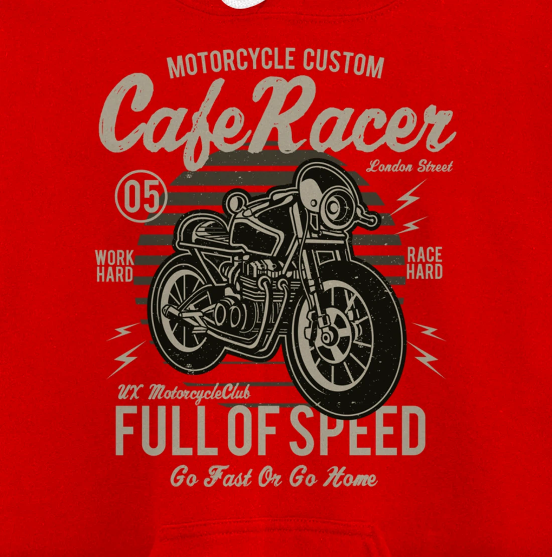 Cafe Racer Motorcycle Custom speed vintage old school design Pullover Hoodie