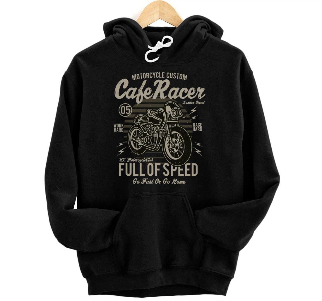 Cafe Racer Motorcycle Custom speed vintage old school design Pullover Hoodie