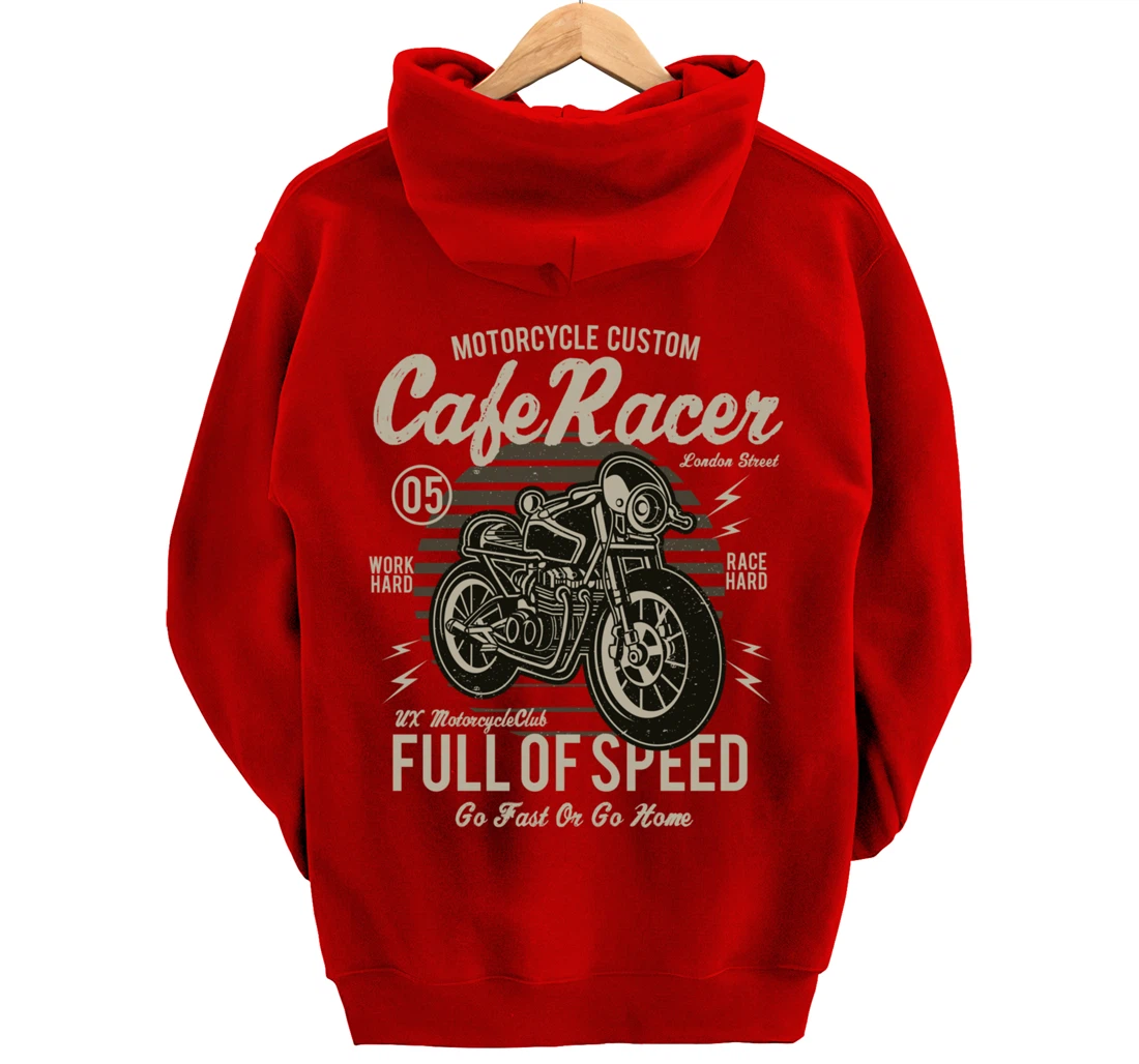 Cafe Racer Motorcycle Custom speed vintage old school design Pullover Hoodie