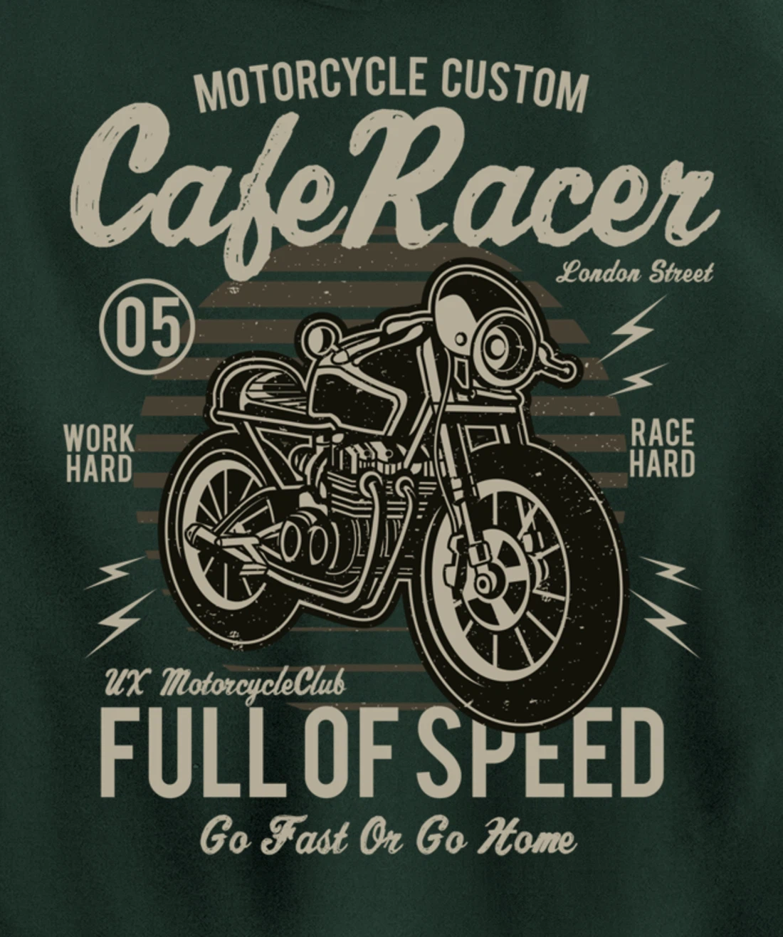 Cafe Racer Motorcycle Custom speed vintage old school design Pullover Hoodie