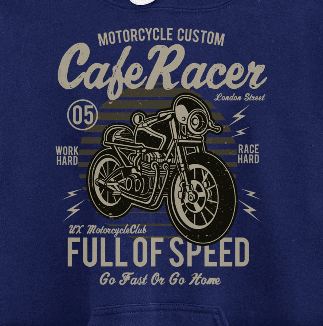 Cafe Racer Motorcycle Custom speed vintage old school design Pullover Hoodie