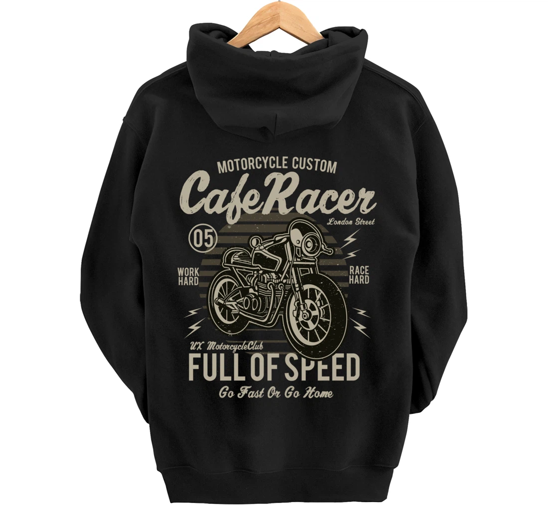 Cafe Racer Motorcycle Custom speed vintage old school design Pullover Hoodie