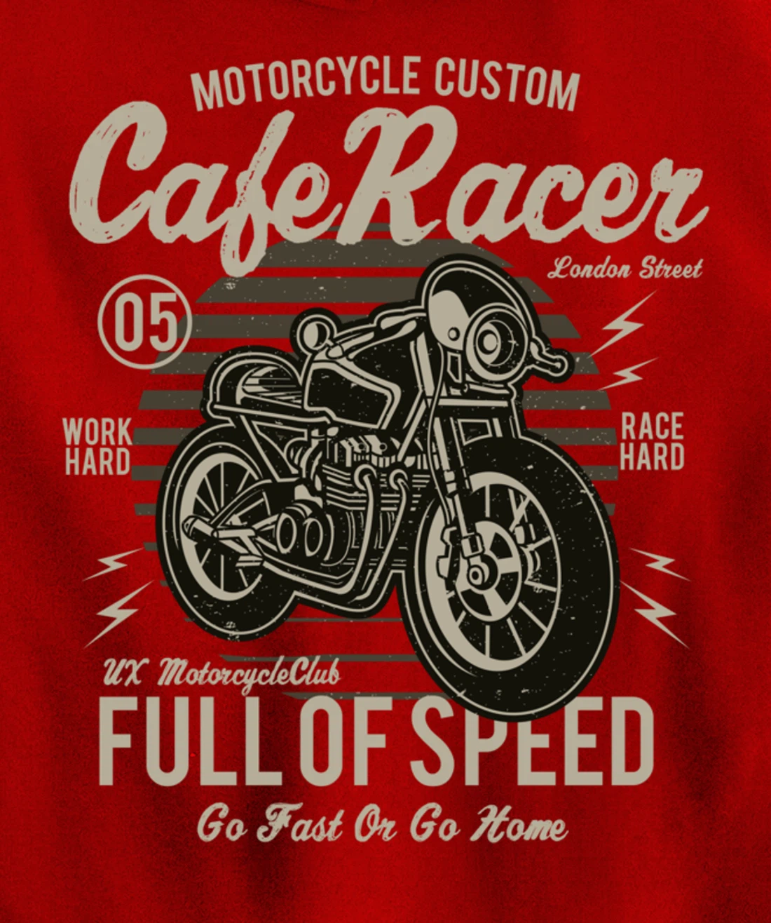 Cafe Racer Motorcycle Custom speed vintage old school design Pullover Hoodie